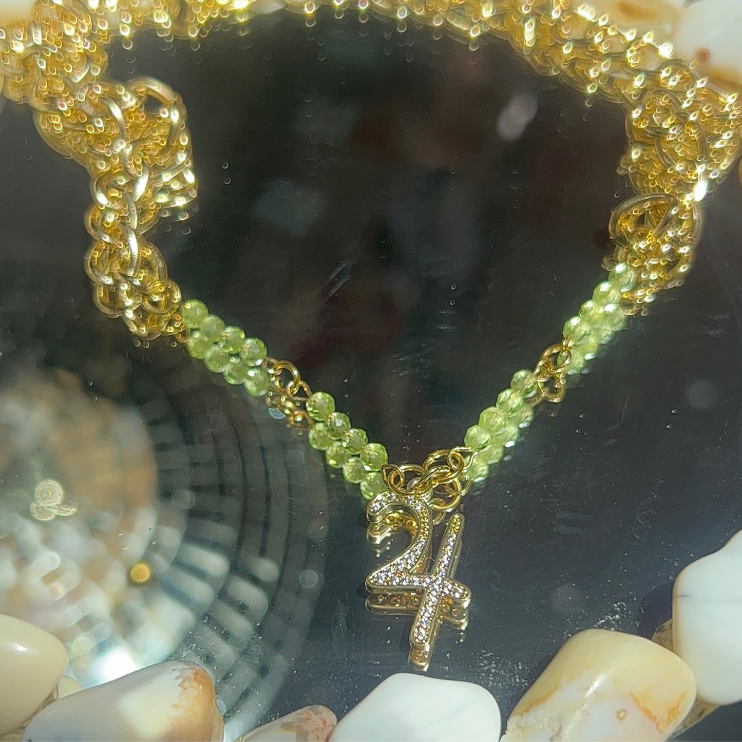 18k Gold Plated Jupiter and Peridot Necklace