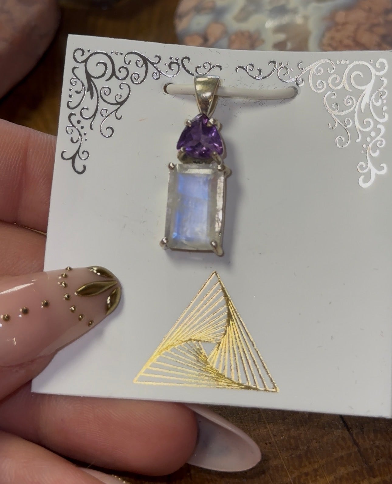 Amethyst & Rainbow Moonstone Pendant in 925 Silver