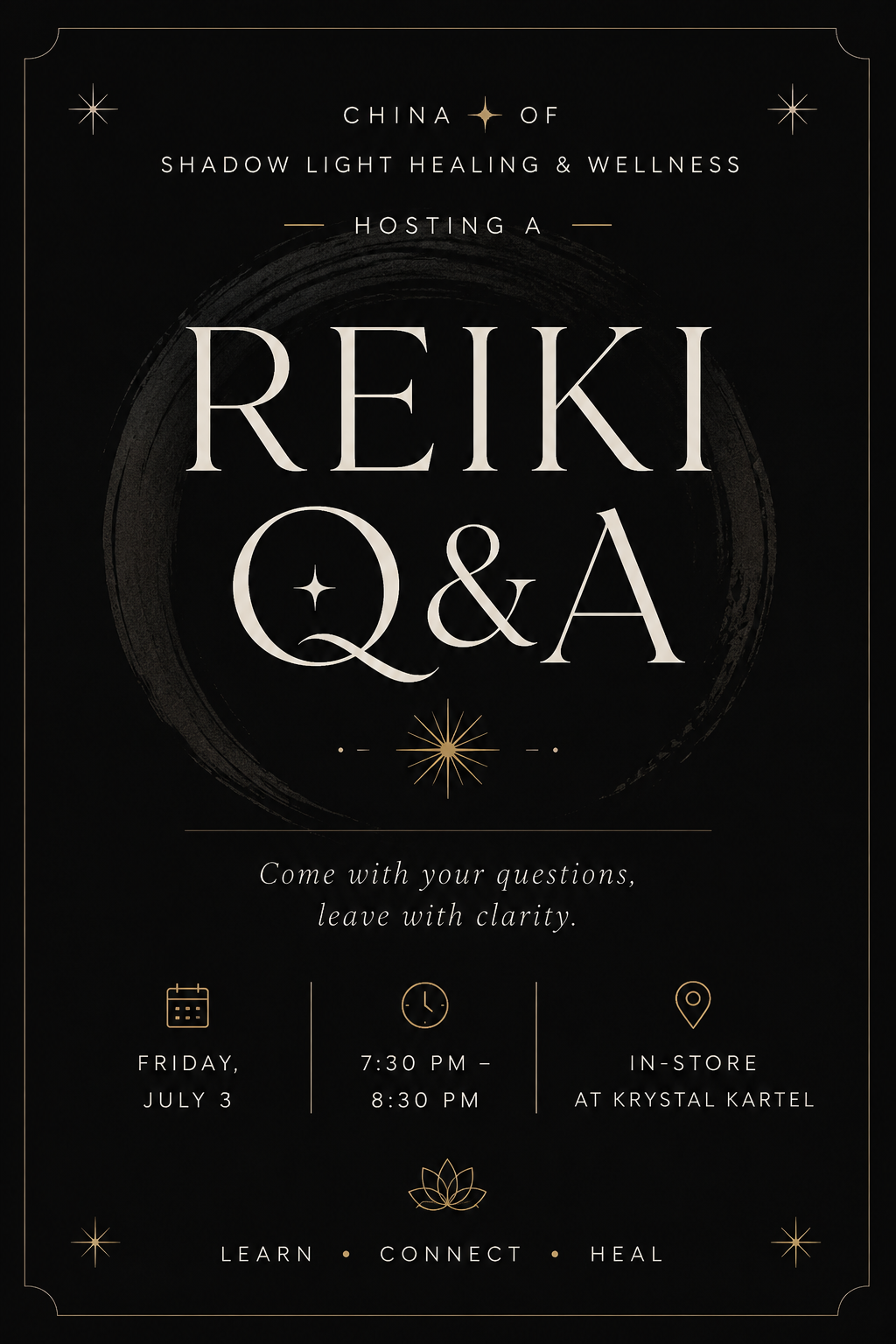 Reiki Q&A FREE Hosted by China of Shadowlight Healing & Wellnesa