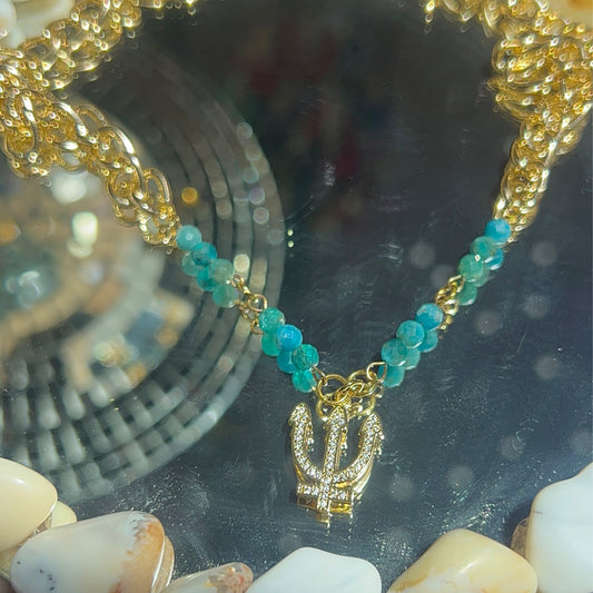 18k Gold Plated Neptune Blue Apatite Necklace