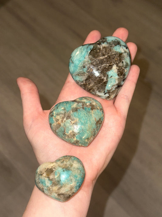 Amazonite &Smoky Quartz Hearts