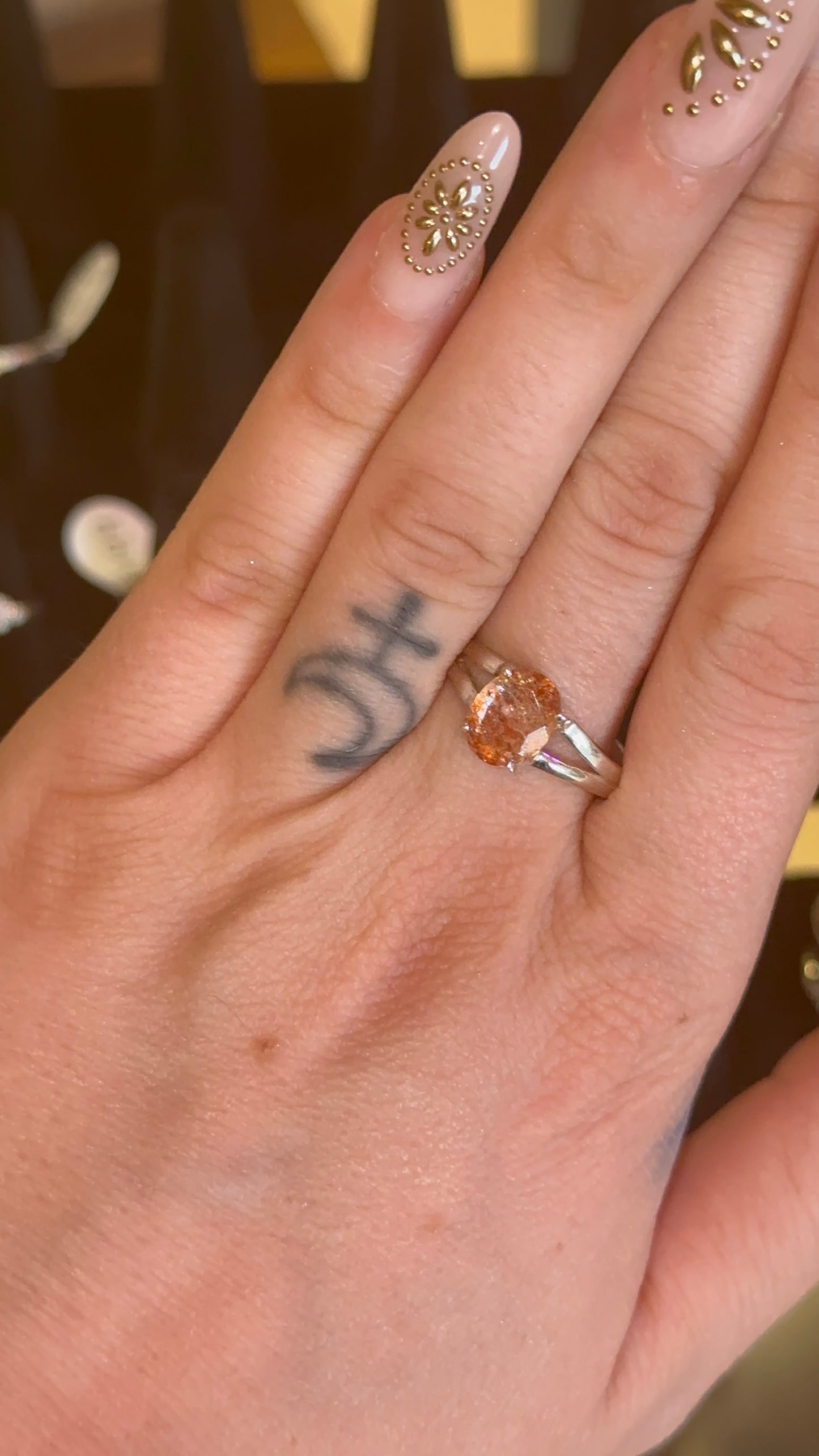 Sunstone Ring size 10 in 925 Silver