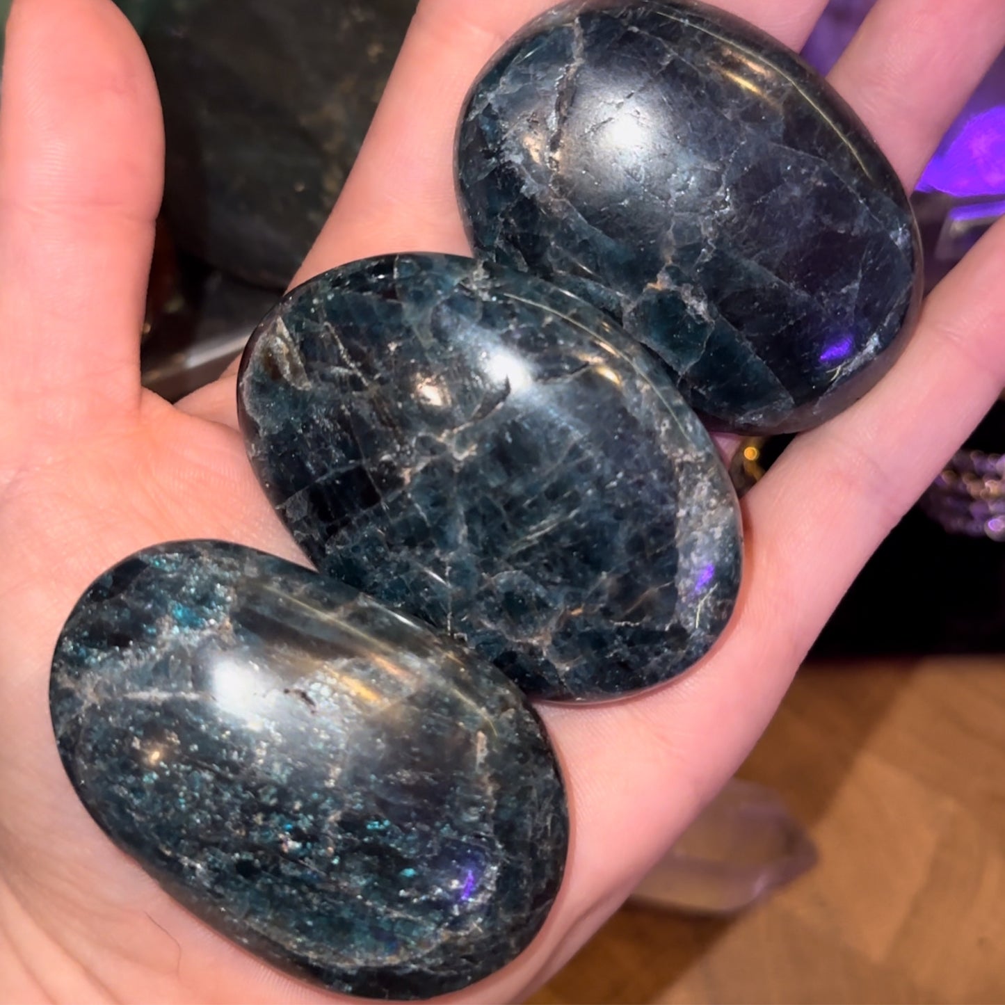 Blue Apatite Palmstone