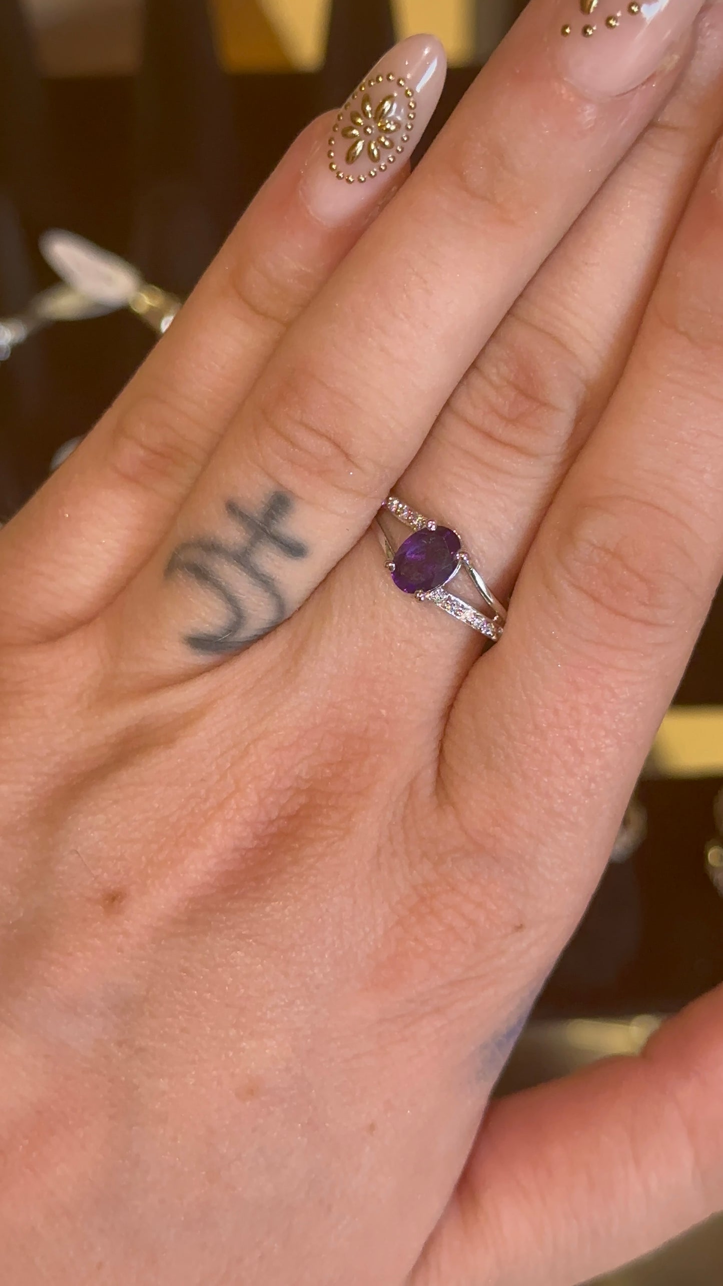 Amethyst Ring size 7.5 in 925 Silver