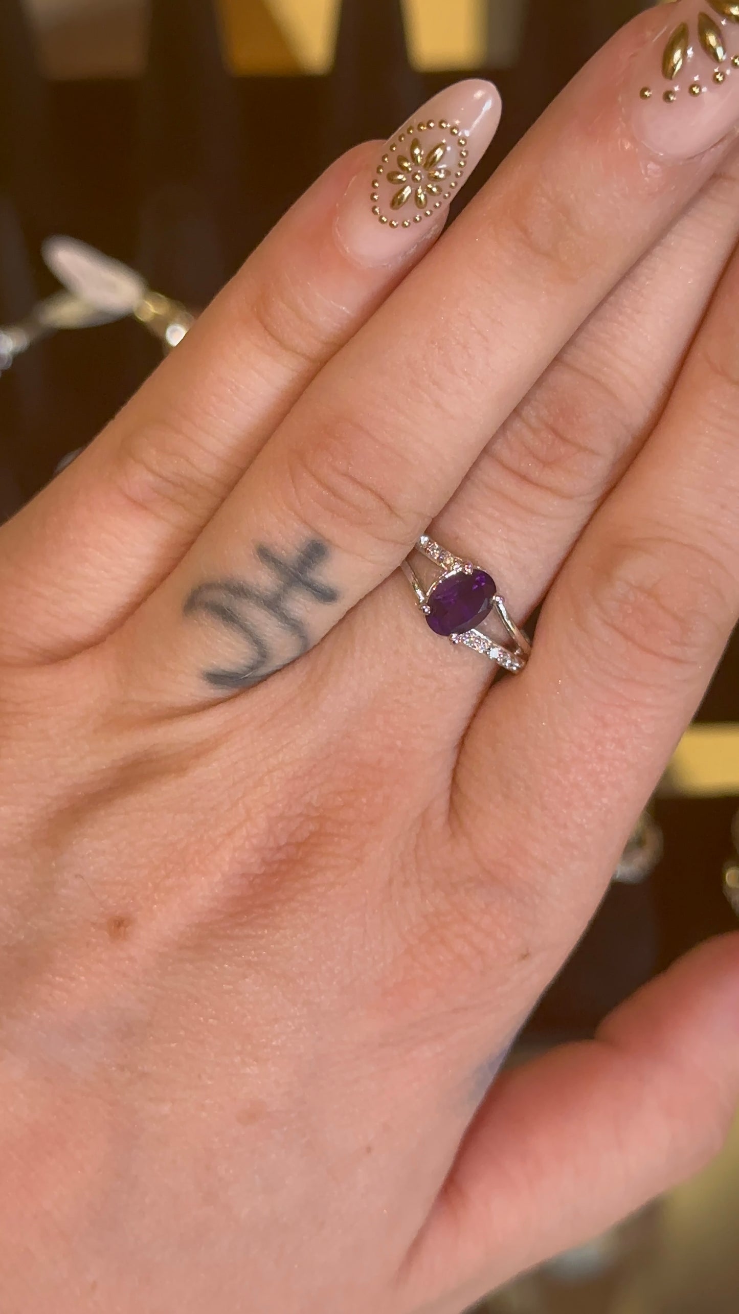 Amethyst Ring size 7.5 in 925 Silver