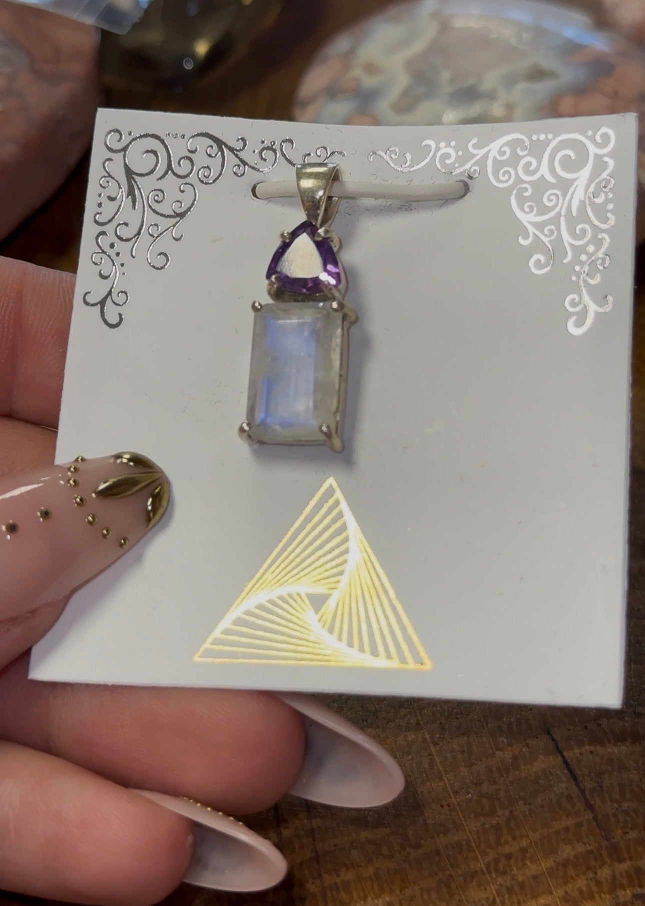 Amethyst & Rainbow Moonstone Pendant in 925 Silver