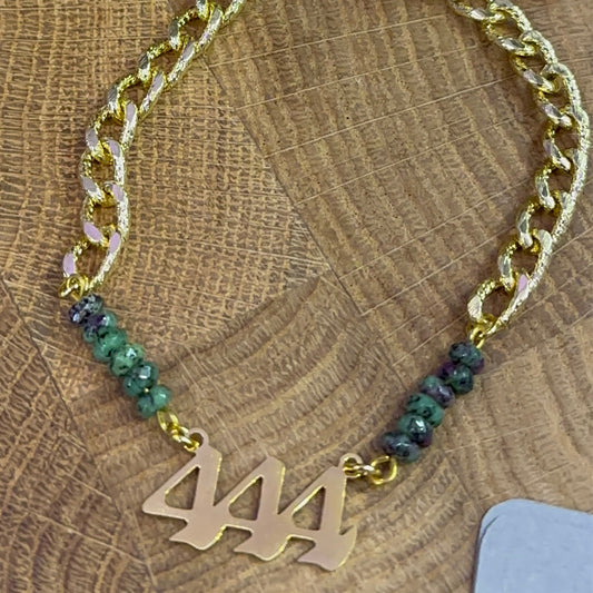 Gold Plated 444 Ruby in Zoisite Bracelet