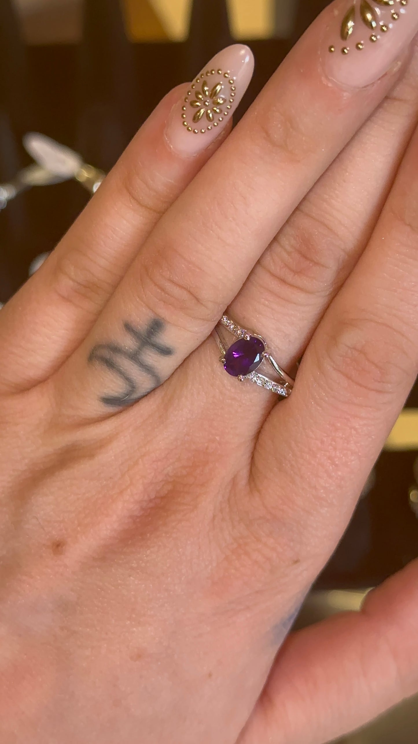 Amethyst Ring size 7.5 in 925 Silver