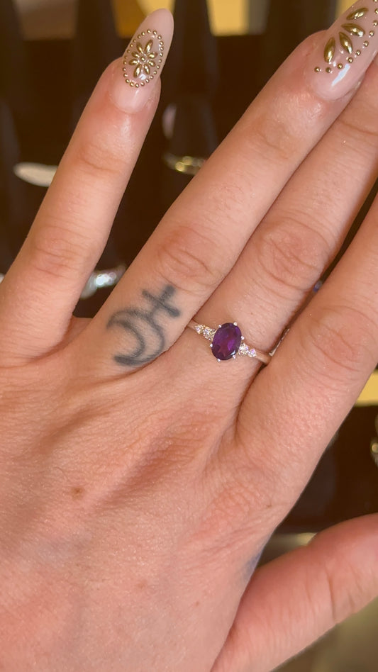 Amethyst Ring size 7.5 in 925 Silver