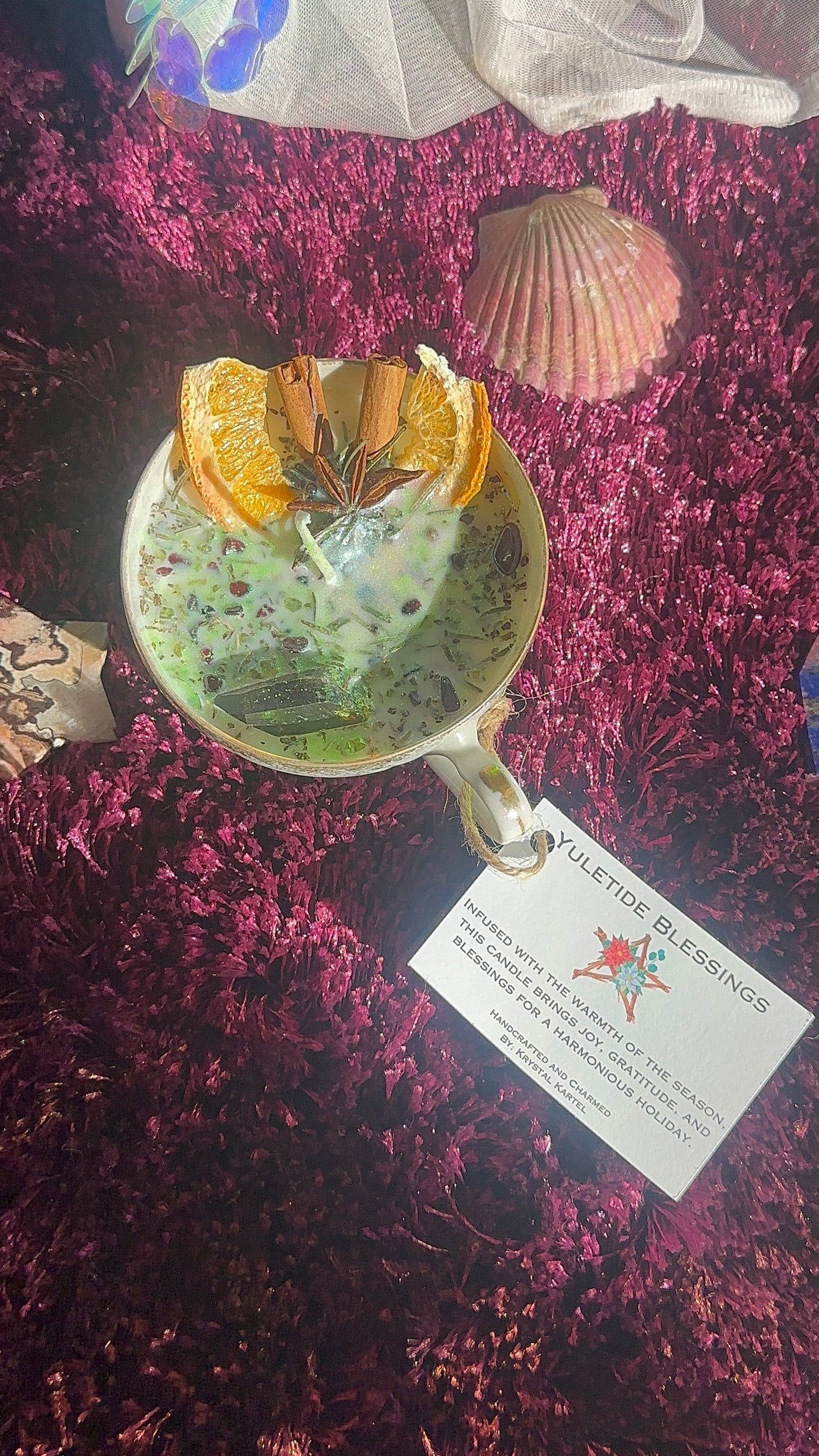 Yuletide Blessings Tea Cup Candle