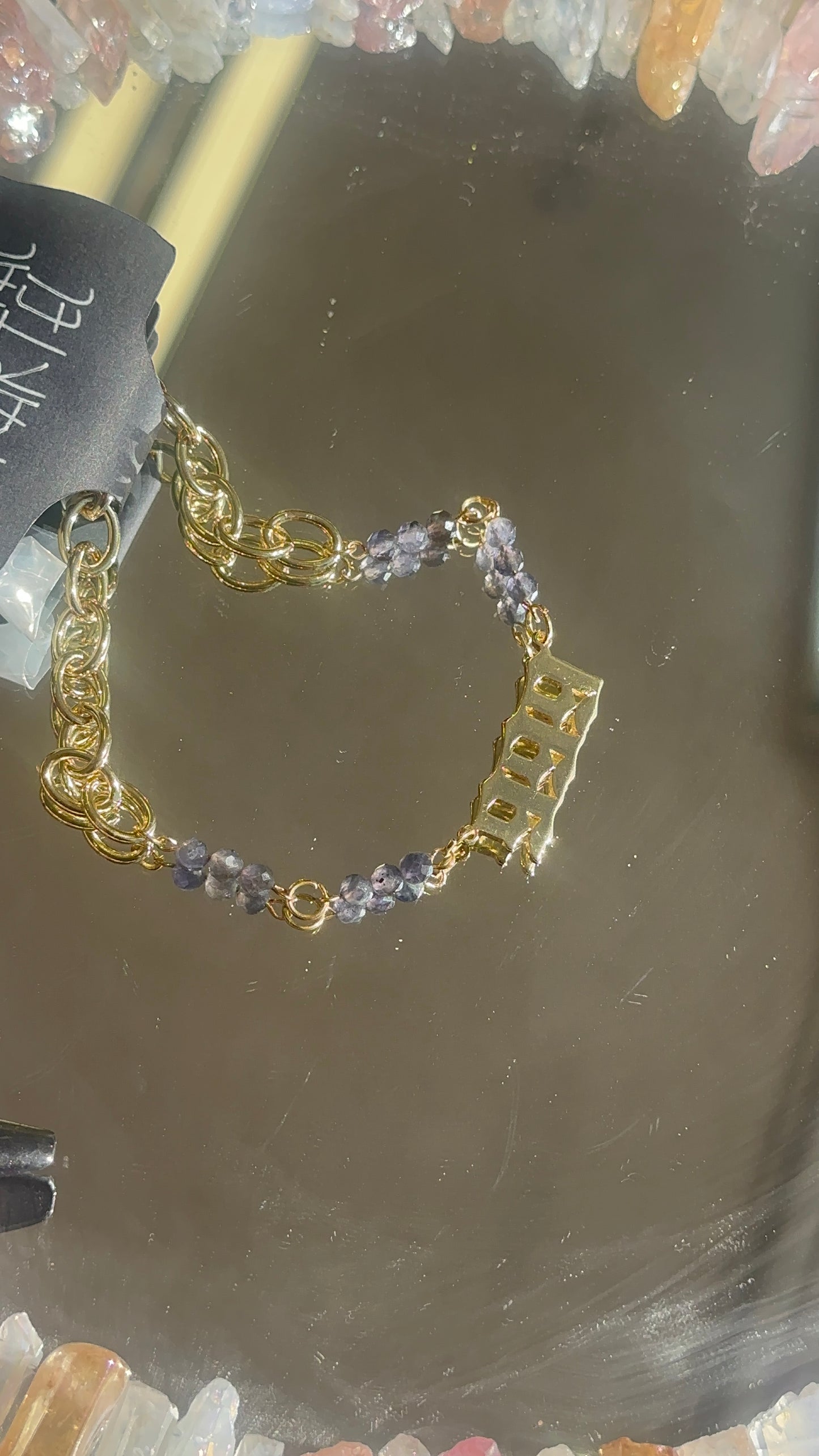 18k Gold Plated Iolite 999 Necklace