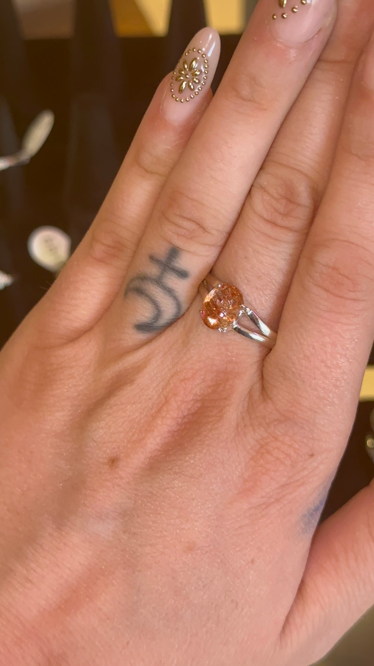 Sunstone Ring size 10 in 925 Silver