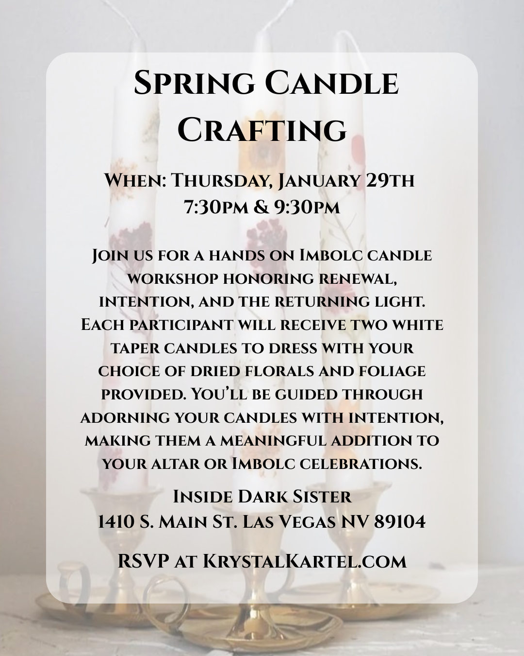 Spring Candle Crafting: An Imbolc Workshop at Dark Sister