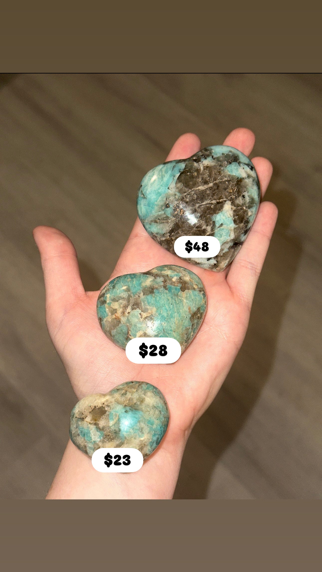Amazonite &Smoky Quartz Hearts