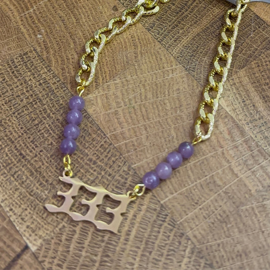 18k Gold plated 333 Amethyst Bracelets