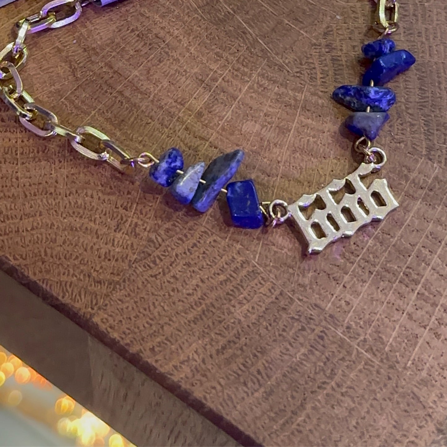 Gold Plated 666 Lapis Lazuli Bracelet