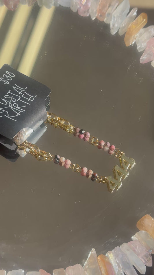 18k Gold Plated Rhodonite 444 Necklace