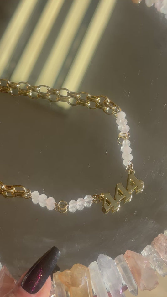 18k Gold Plated Rose Quartz 444Necklace